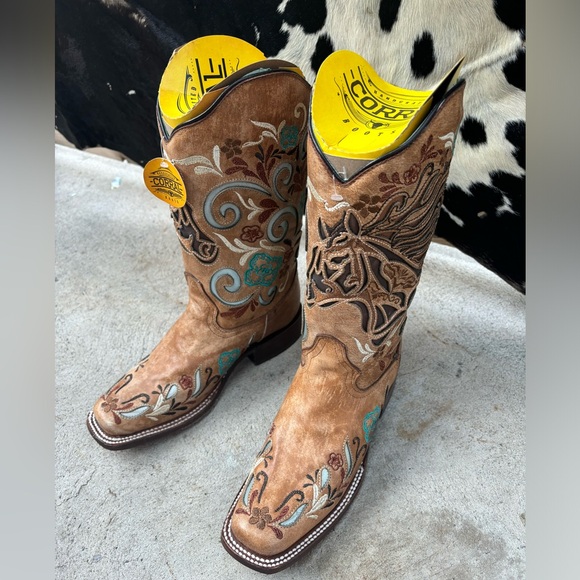 Nwt Corral Horse Irridescent Inlay Boots Sz 8 - Picture 2 of 4